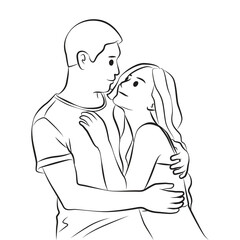 romantic couple hug pose cartoon illustration