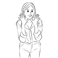 woman happy shouting pose cartoon illustration