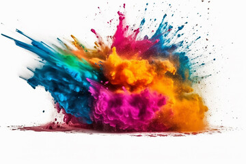 Vibrant holi paint explosion with rainbow colors