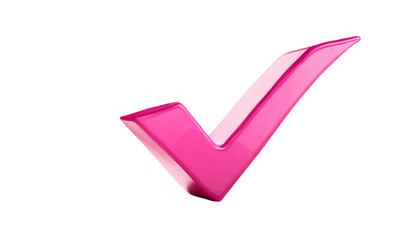 Pink check mark isolated on transparent background.