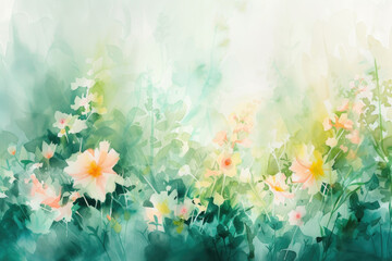 Fototapeta na wymiar An aquarelle reverie capturing the essence of renewal in spring