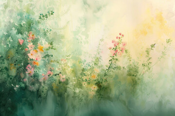 Obraz na płótnie Canvas An aquarelle reverie capturing the essence of renewal in spring