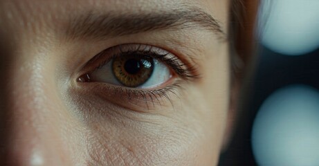 Gaze intimately into the beauty of an eye in this close-up shot- - obrazy, fototapety, plakaty