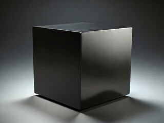 Black cube on a gray background. 3d rendering, 3d illustration. Created using generative AI tools