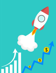 A business startup in the form of a space rocket, vector illustration