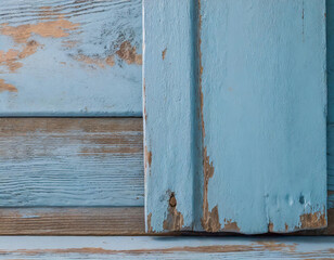 青いペンキの禿げた古い木材の背景素材テクスチャー
