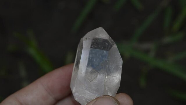 Crystal quartz video on green background