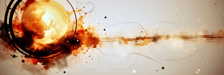 Abstract Graphic of Sun Formed from Splatters with Brown Radiating Rays