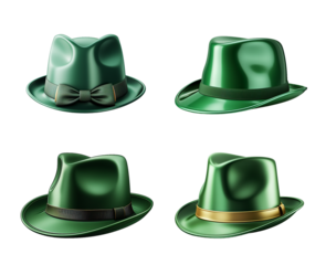 Green classic leprechaun cylinder hat isolated on transparent background png. Saint Patrick's Day accessory