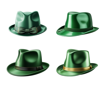 Green classic leprechaun cylinder hat isolated on transparent background png. Saint Patrick's Day accessory