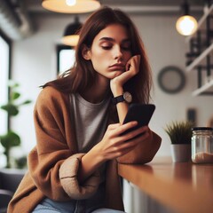 Bored person with a phone 