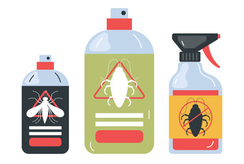 Pesticide pest bottle control insect insecticide spray concept. Vector graphic design illustration