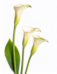 Calla lily flowers isolated on white background. Studio shot.