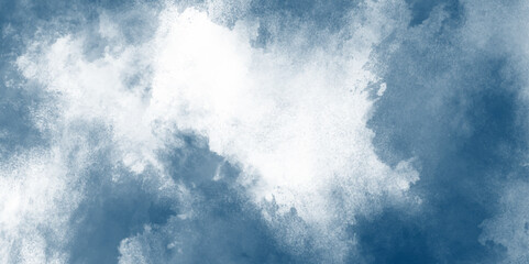 Clouds in the fog. dark blue indigo watercolor splash background. Hand painted watercolor sky and clouds, abstract watercolor background, vector illustration. Design for your date, postcard, banner.