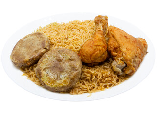 Delicious and Polao rice with chicken and shami Kebab on transparent background	
