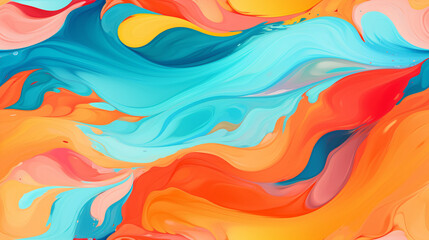 Fototapeta na wymiar A vibrant and energetic abstract featuring bold swirls of orange, blue, and yellow, evoking a sense of joy and creativity.