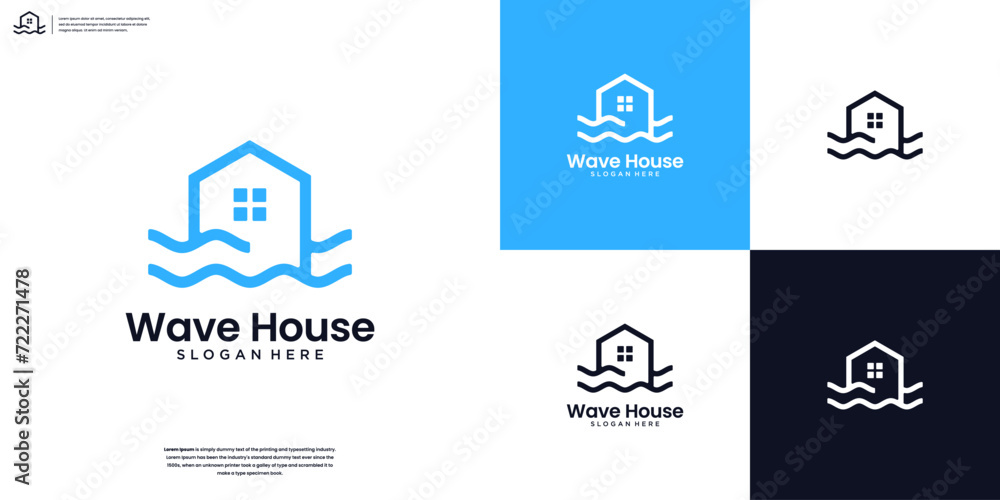Wall mural Home and wave logo combination - Wall murals