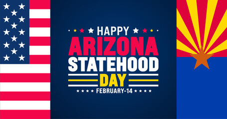 February is Arizona Statehood Day background template. Holiday concept. use to background, banner, placard, card, and poster design template with text inscription and standard color. vector