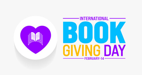 February is International Book Giving Day background template. Holiday concept. use to background, banner, placard, card, and poster design template with text inscription and standard color. vector