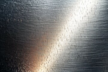 Brushed metal texture on a smooth silver colored steel plate surface