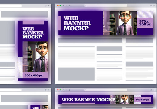 Web Banner Mockup Layout Set