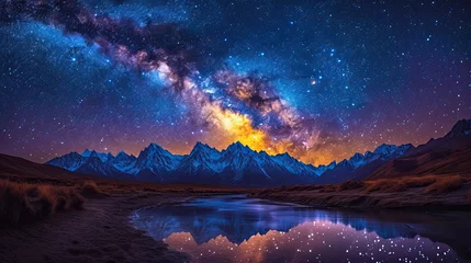  Night landscape with views of the milky way over the mountains. © MiguelAngel