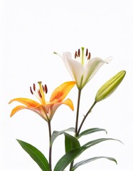 Lily flower isolated on white background with clipping path and copy space