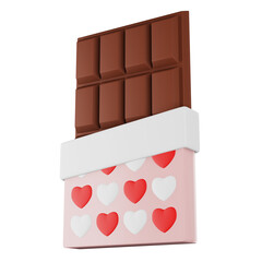 3d rendering sweet chocolate and hearts icon