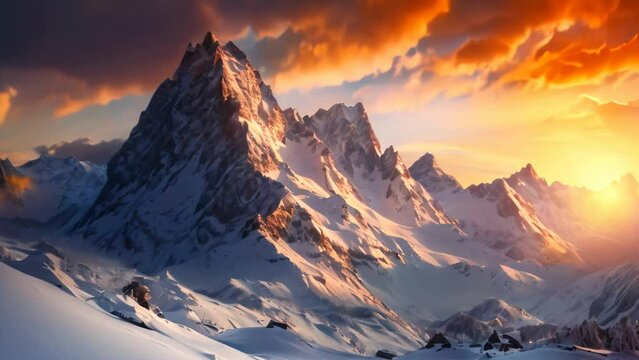 mountains is covered by sunrise. 4k video animation
