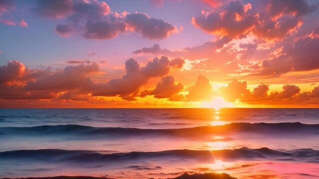 colorful sunrise at sea. 4k video animation