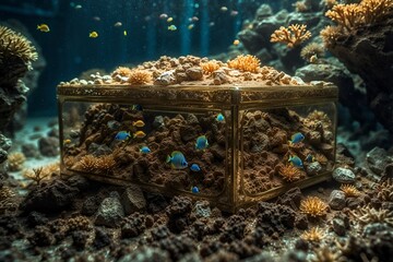Beneath the Ocean Depths - A Treasure Chest of Precious Stones, Gold, and Marine Wonders