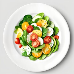 Healthy salad plate, watercolor illustration