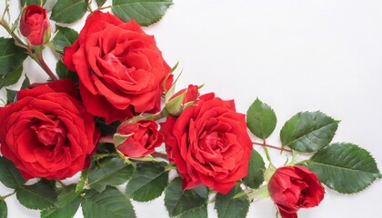 Fototapeta premium Red roses on white background, valentine's day concept.