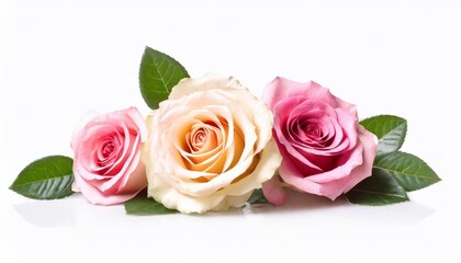 pink and white rose isolated on white background with clipping path.