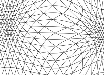 Abstract mesh of thin black lines on a white background. volumetric ball. Geometric pattern. Perspective, 3D shape. Retro mesh figure. Isometric