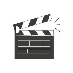 Linear clapper icon for the movie. A firecracker for filmmaking. Board for a film set vector illustration isolated on white background