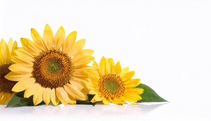 Sunflowers isolated on white background with copy space for your text.