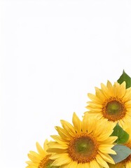 Sunflowers on a white background with copy space for your text