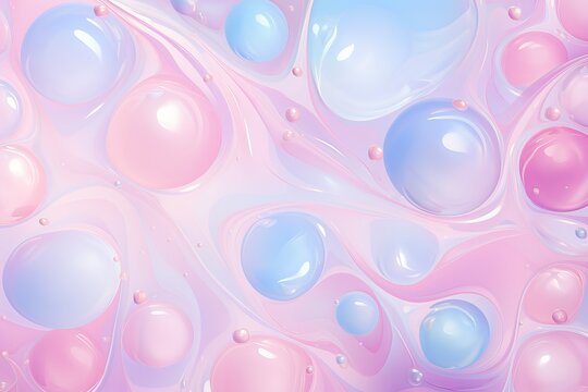 High resolution gradient background merging blue and light pink with liquid and bubbles