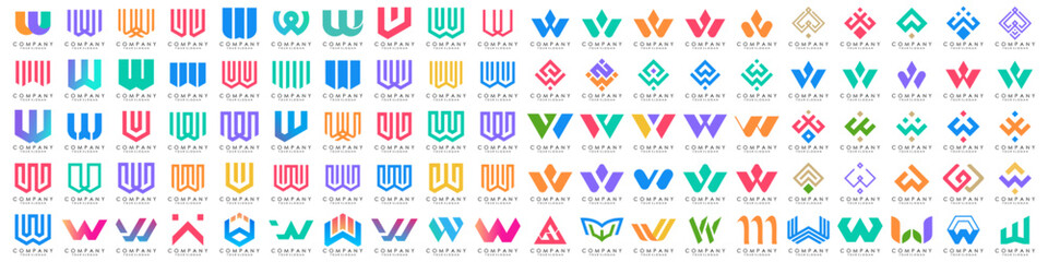 collection abstract letter W logo design. modern logotype W design with colorful. vector illustration