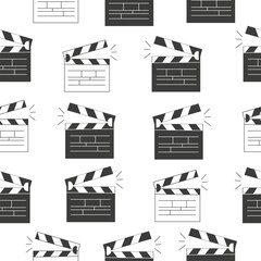 Seamless pattern with clappers for the movie. A firecracker for filmmaking. Board for a film set vector illustration isolated on white background