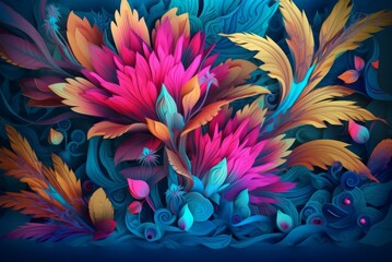 Abstract flowers design. Modern and extraordinary floral creations with ornament nature. Generate AI