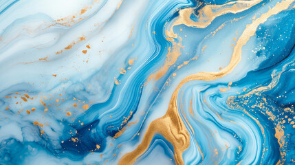 Beautiful light blue and gold marble background