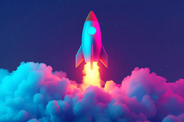 purple rocket, AI generated - obrazy, fototapety, plakaty