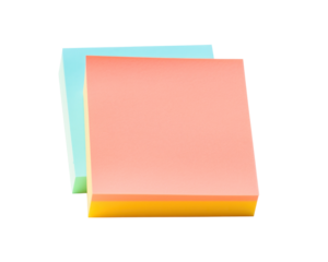 Sticky notes held in hand on a transparent background