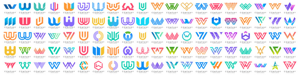 collection abstract letter W logo design. modern logotype W design with colorful. vector illustration