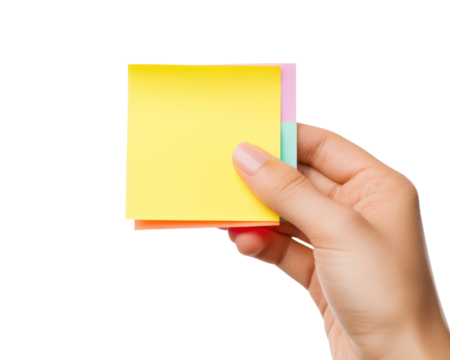 hand holding a yellow note