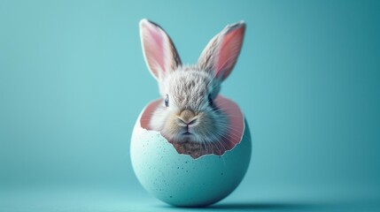 cute little rabbit hatching from an easter egg