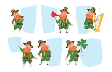 Patrick gnomes cute little characters in green jacket vector lucky symbols