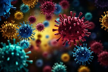 Fototapeta premium Vibrant burst of microorganisms. detailed size, colorful shapes, and captivating background